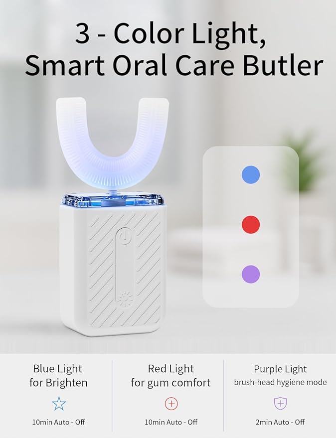 U-Shaped Electric Toothbrush 4 Modes 60-Second Clean Magnetic Contact Charging Compact and Lightweight