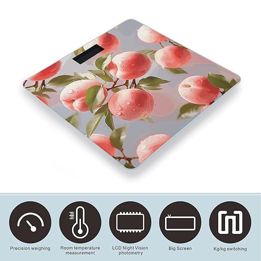 Pink Peach Bathroom Scale for Body Weight 400 Lb Weight Scale with High Precision Sensors Tempered Glass Highly Accurate Digital Weighing Machine for People