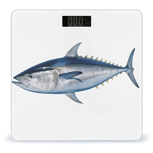 Tuna Thunnus Scale with LCD Easy-to-Read Anti-Slip Weight Digital Bathroom Scale Precision Weighing Scales Sturdy Tempered Glass Body Weight Scales for Daily Use