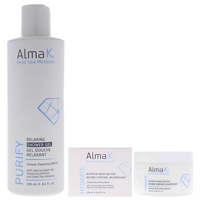Relaxing Shower Gel and Nutritive Body Butter Kit by Alma K for Women - 2 Pc Kit 8.4oz Shower Gel 8.4oz Body Butter