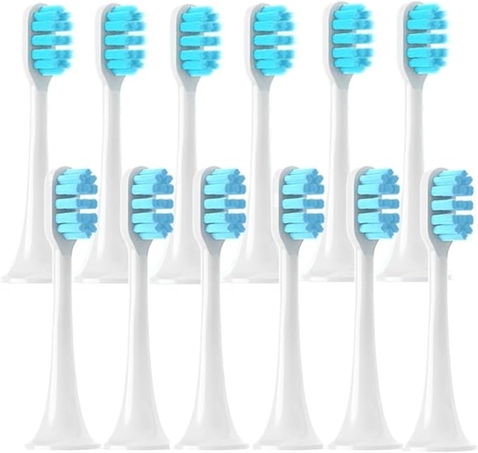 12PCS Replacement Brush HeadsCompatible for XIAOMI MIJIA T300/T500/T700 Electric Tooth Soft Bristle Caps Vacuum Package Nozzles(6BlueL6BlueD)