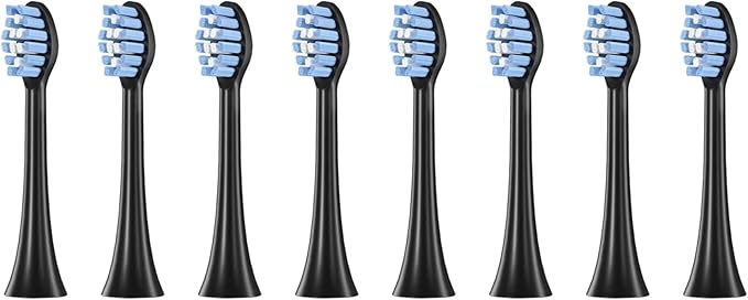 Compatible for FLYCO FT7105/FT7106/FT7108/FT7205/TH01 Electric Toothbrush Replacement Heads Soft Bristle Nozzles4-16pcs(8 Black)
