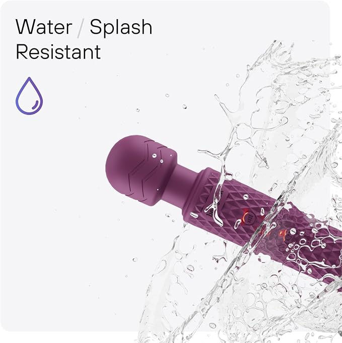 bed geek Cordless Personal Massage Wand – Waterproof &amp USB Rechargeable Skin-Soft Silicone 20 Vibration Patterns 8 Speed Settings Memory Function for Relaxation and Muscle Comfort