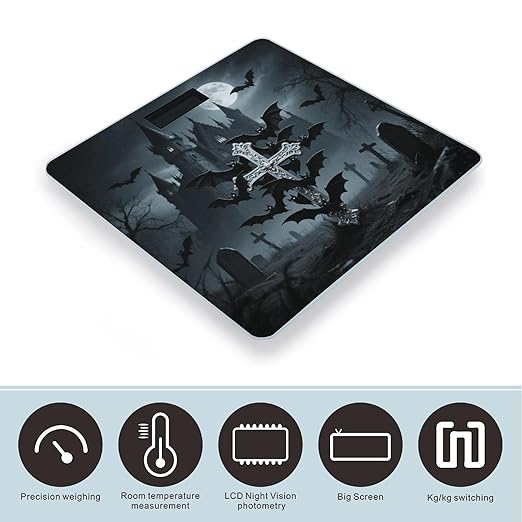 BatCross Scale for Body Weight Sturdy Tempered Glass Weighing Scales with LCD Display Accurate Digital Bathroom Scale Convenient Body Fat Smart Scales Easy Read