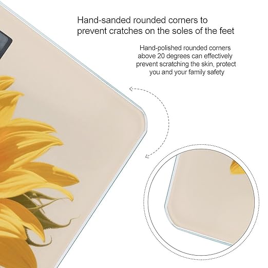 Hello Sunshine Floral Weight Scale Large Digital Bathroom Scales with Bright LED Display Non Slip Digital Scale and Step On Fashion Weighing Machine for Body
