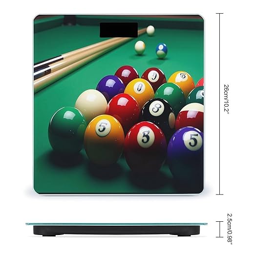 Billiards Bathroom Scale Automatic Power On/Off Body Scales LCD Backlight Display Square Digital Scale Rounded Corners Bathroom Scales for Home Bedrooms