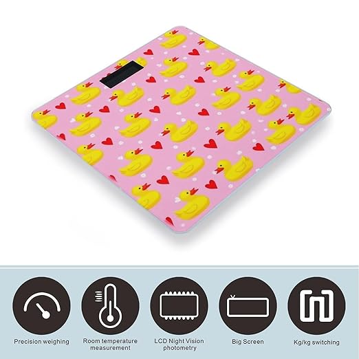 Men's Fashion Automatic Switch Digital Bathroom Weighing Scale Smart Scale Pink Heart Polka Dots Yellow Rubber Ducks