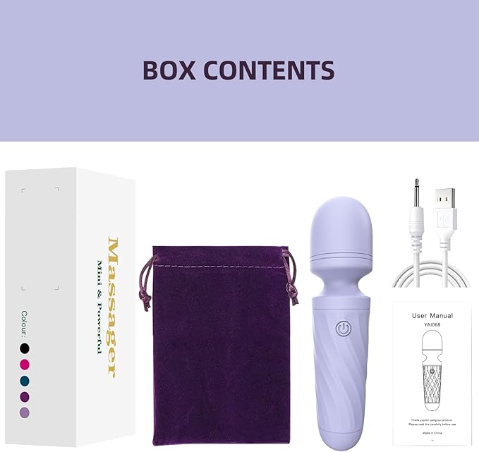 Handheld Personal Mini Massager Tool– Waterproof USB Rechargeable 10 Vibration - Perfect on Back Legs Hand Pains and Sports Recovery(Gray Purple)