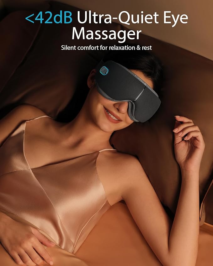 SKG Heated Eye Massager Portable Eye Mask for Relax &amp Eye Strain Relief Bluetooth Massaging Eye Massager Ideal Mother's Day/Birthday Gift for Mom Dad Women Men