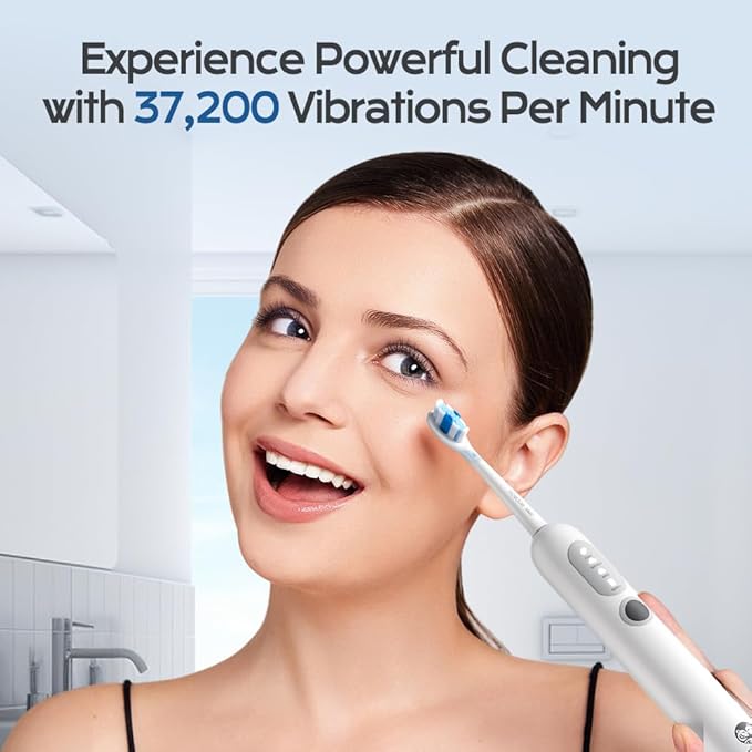 UltraSonic Pro Whitening Toothbrush – 37200/Min Vibrations 180-Day Battery 2 Brush Heads &amp Travel-Friendly – Dentist-Recommended Deep Clean