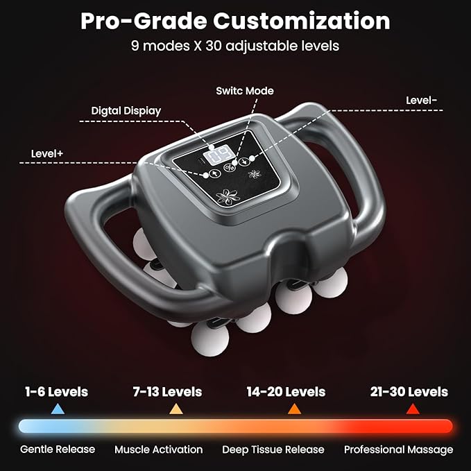 24 &amp 16 Head Massage Gun Deep Tissue Body Massage for Back Shoulders Neck Legs Foot Massage Gun deep Tissue Percussion Massager with 9 Modes &amp 30 Levels Body Muscle Pain Relief