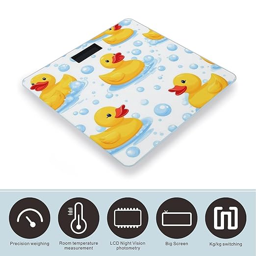 Smart Scale for Body Weight Automatic Switch Digital Bathroom Weighing Scale Cute Funny Cartoon Yellow Rubber Ducks Bubbles