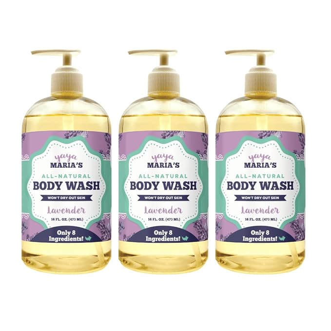 Yaya Maria's Natural Body Wash Only 6 Ingredients 100% Nontoxic Keeps Skin Soft Cruelty-Free (Lavender)