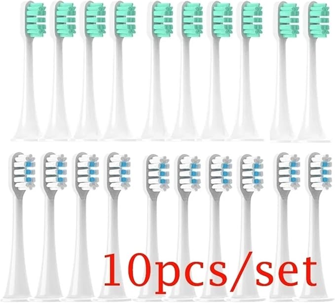 Hot Replacement Brush Heads Compatible for T300/T500/T700 for Sonic Electric Toothbrushes with Caps Sealed Package Soft(5Green5Whtie)