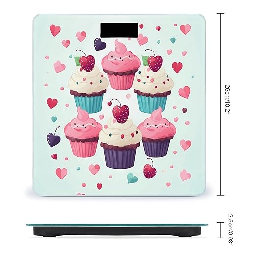 Cupcake Candy Hearts Sweet Scale for Body Weight Smart Scales Digital Bathroom Scale High Precision Weighing Scales with Large Display Weighing Machine for People