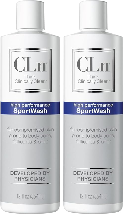 CLn® SportWash – High-Performance Sport Body Wash For Men &amp Women Prone to Body Odor Foot Odor Ringworm Folliculitis &amp Back Acne Fragrance-Free &amp Paraben-Free 12 fl. oz. (Pack of 2)