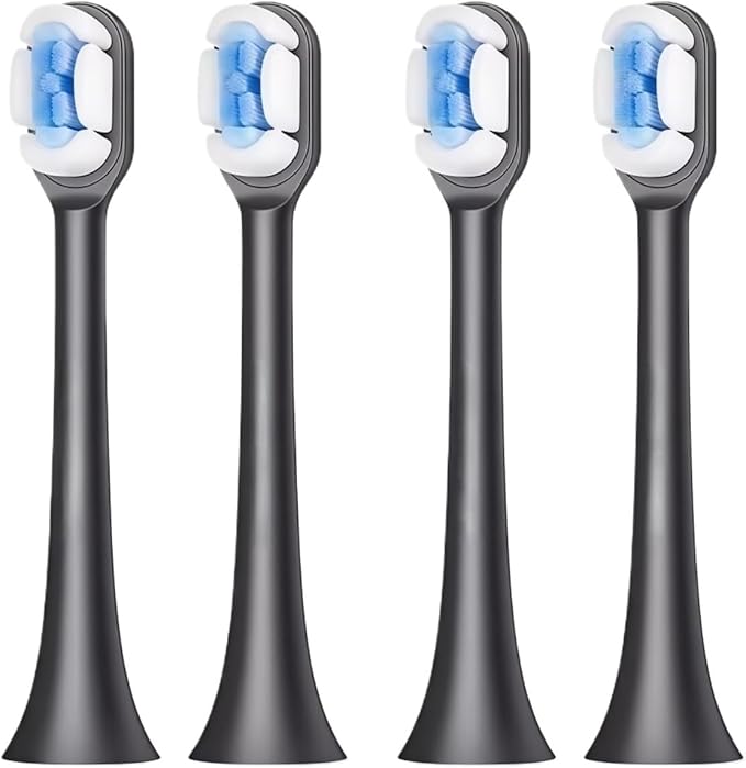 Electric Toothbrush Heads Replacement Compatible with SOOCAS X1 X3 X3U X5 Teeth Brush Replacement Heads(4 pcs Black)