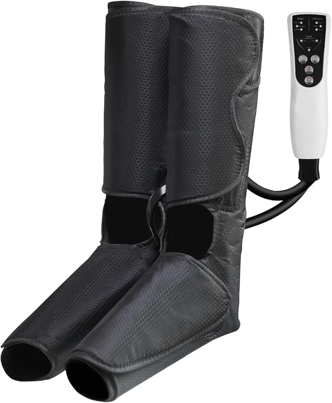 Air Compression Leg Massager with Heat Leg Massager Simulates Kneading and Stroking of Tissues by Using an Inflatable Garment Gifts for Women Men (Black)