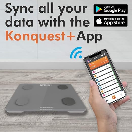 KONQUEST Smart Scale for Body Weight Digital Bathroom Scale BMI Weighing Bluetooth Body Fat Scale Body Composition Monitor Health Analyzer with Smartphone App 400 lbs - Cool Gray