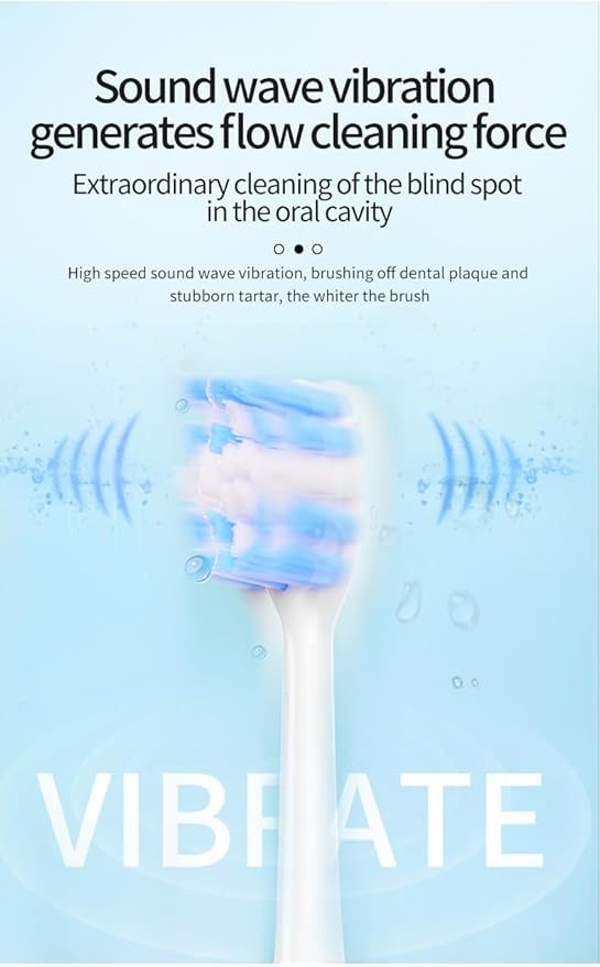 Electric Toothbrush - 6 Modes Smart Timer 0.02mm Soft Brush Heads (4 Pack) Wireless Charging with Portable Travel Case