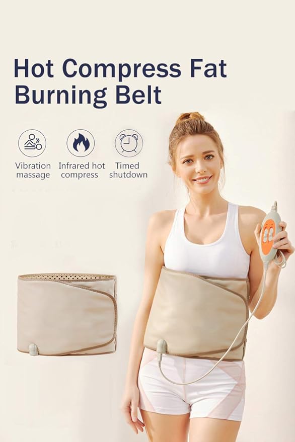 Electric Slimming Heating Belt-with Hot Compress and Vibration Function-360° Full Circle Heating-Help Relieve Back and Waist Pain-50×11 Inches PU MaterialPlug Use2.86Lb (Grey 110V US Plug)