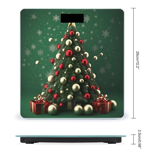Round Ball Christmas Tree Bathroom Scale Large LCD Backlight Display Digital Scale Rounded Corners Body Scales Automatic Power On/Off Bathroom Scales for Home Bedrooms