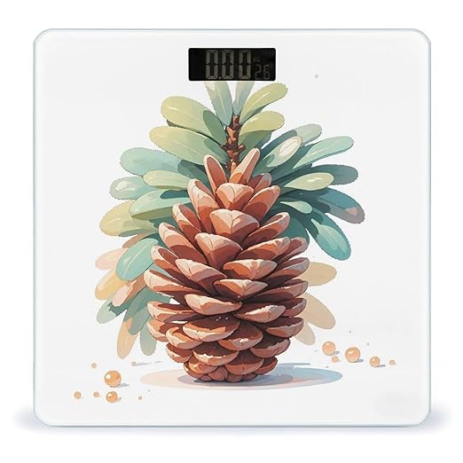 Watercolor Pine Cone Smart Scale for Body Weight Accurate Bathroom Scale with LED Display Digital Weight Scales Weighing Machine High Precision Scales for Bath Home