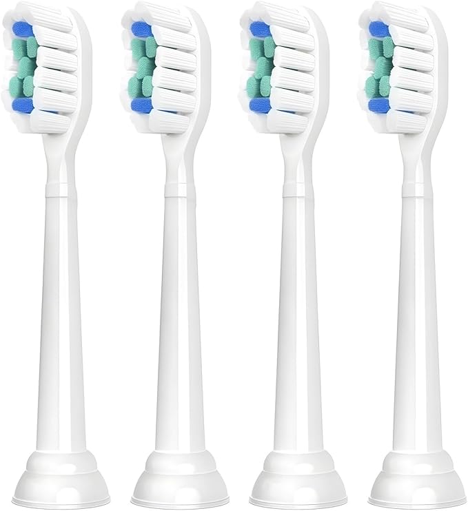 Replacement Toothbrush Heads Compatible with Philips Sonicare Electric Toothbrush Brush Head 1100 2100 4100 5100 5300 6100 7500(White-4 Pcs)