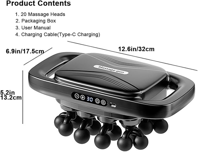 20 Head Massage Gun SetDeep Tissue Percussion MassagerElectric Massage Tools with 3 Styles &amp Levelsfor Deep TissueBackShoulders LegsPain ReliefIdeal Gifts for WomenMenMomand Dad