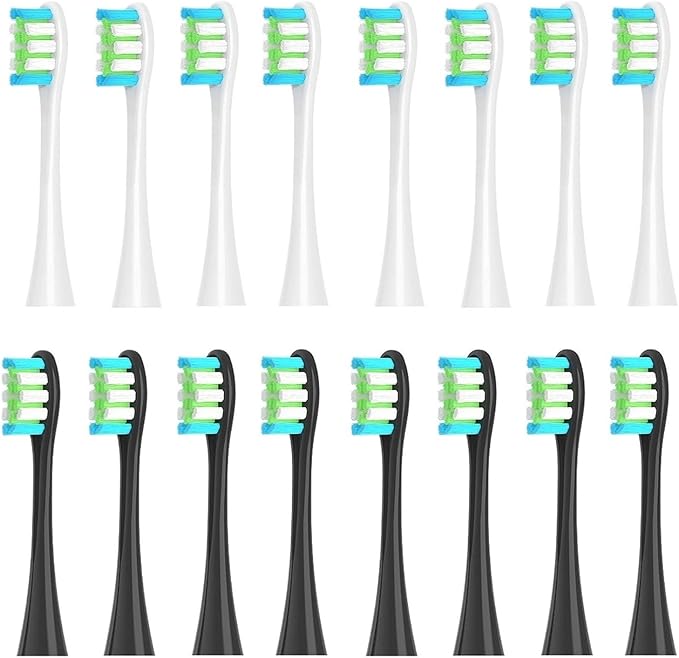 16pcs Replacement Brush Compatible for Oclean Sonic X/Pro/ Z1/ SE F1 One PW01/03/05/07/09 P5 Electric Toothbrush(16 White and Black)