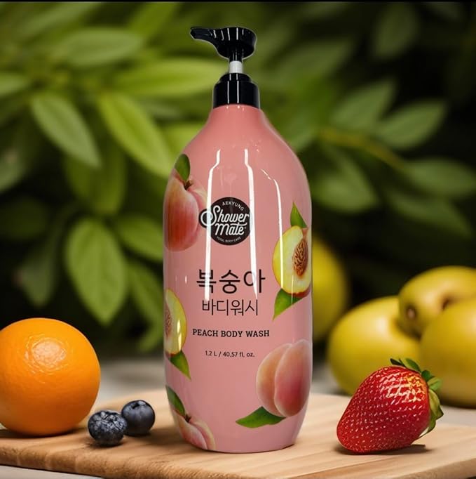 Shower Mate Peach Body Wash Pink 40.57 fl oz Fruit-Scented Bath and Shower Gel 1.2L