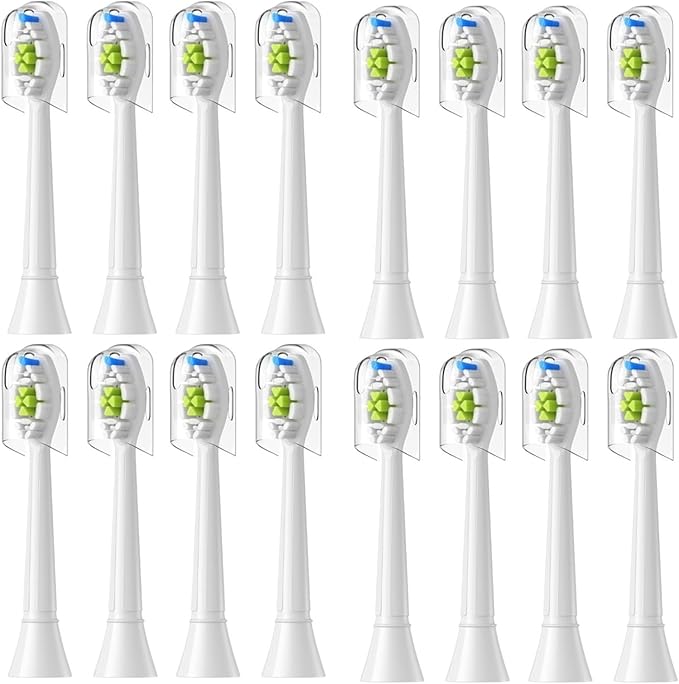 16pcs Replacement Toothbrush HeadsCompatible for Electric Brush Head 4100 6500 6100 7500 5300 1100(16pcs White)