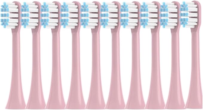 10PCS Replacement Toothbrushes Head Compatible for SOOCAS X3/X3 Pro/X1/V1/V2/D3/X3U/X5 Soft Sonic Electric Brush Clean Nozzles(10Pink)