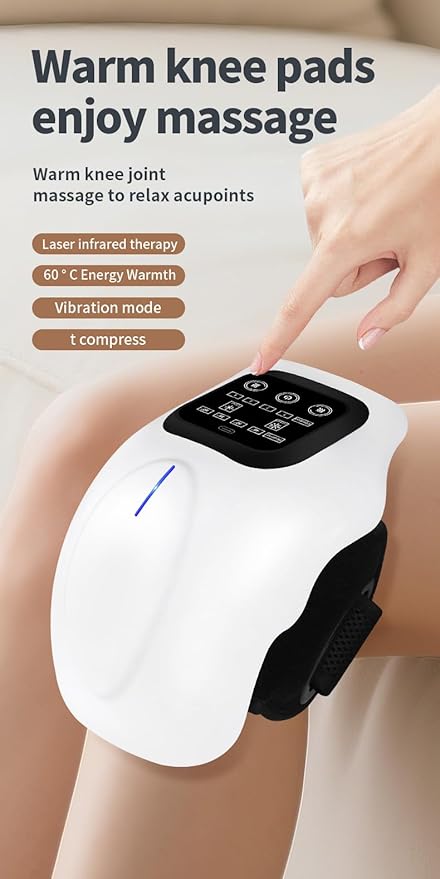 Knee MassagerCordless Heated 4 Vibration Modes &amp 4 Heating Levels LED Screen &amp Adjustable Straps Massage with Heat for Relief Ideal Gift for Men Women