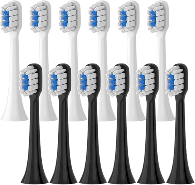 Replacement Brush Heads Compatible for Mijia T301 T302 T501 /501CSonic Electric Toothbrush Head Soft Bristle Nozzles(T301-302-BK-6Pcs)