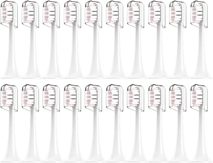 Compatible for T300/T500/T700 Electric Toothbrush Heads Replaceable Refill Nozzles 4 Colors with Anti-Dust Caps 20Pcs(20Pink)