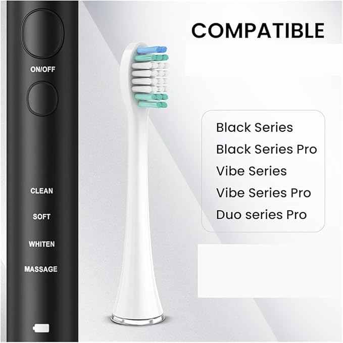 12pcs Electric Toothbrush Replacement Heads Cleaning Brush Compatible for AquaSonic Black Series(Black)
