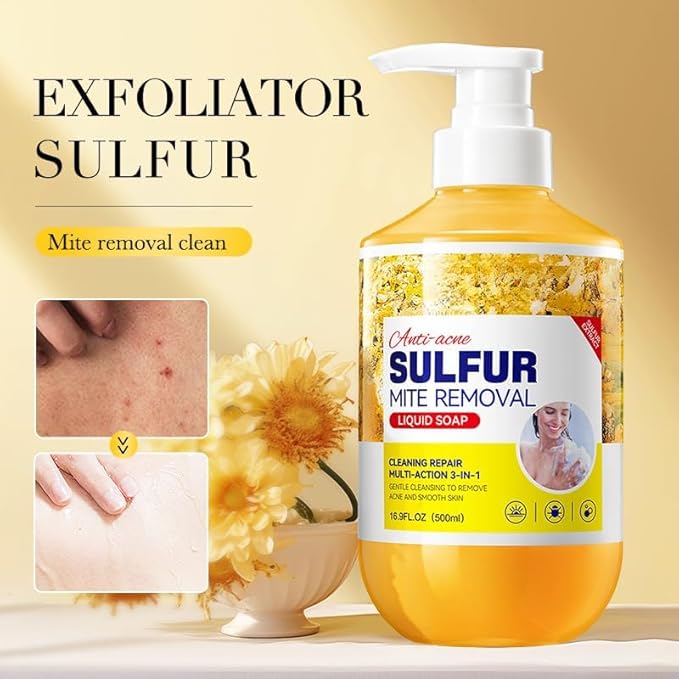 Shower Gel And Refreshing Soothes Deep Clean Gentle Daily Body Clean Sulfur Soap Liquid Shower Gel Full Body Care For Men And Women (16.9Fl.Oz/500Ml) (3 Packs)