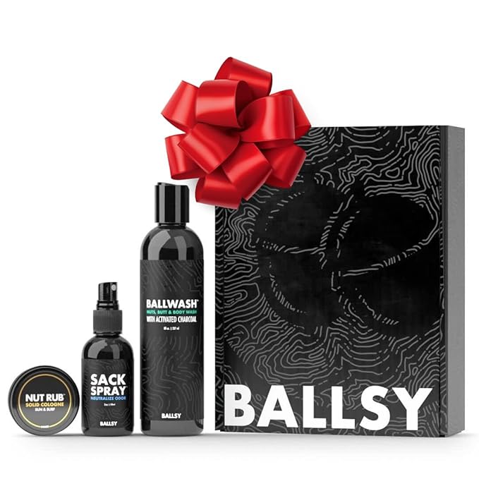 Ballsy Sack Pack Men's Fresh Kit Includes Body Wash Deodorizing Spray and Cologne Rub Men's Body Care Ball Wash for Men Gift Pack Sun &amp Surf