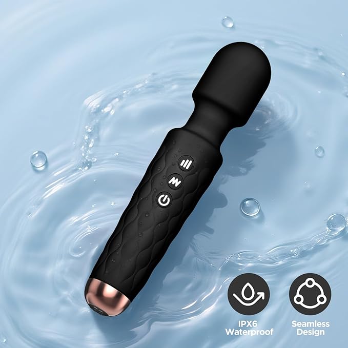 Personal Massager - 4H Max Runtime &amp Ultra-Quiet - Waterproof - 20 Modes 8 Speeds for Deep Tissue Back Massage Post-Workout Recovery and Neck Muscle Relaxation（Black）