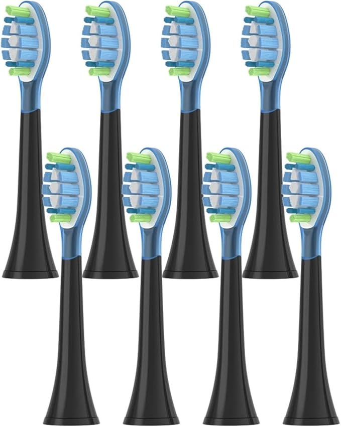 8Pcs Replacement Brush Heads Compatible for Philips HX6064 HX6930 HX6730 Sonic Electric Toothbrush Vacuum 4100 6500 6100 5300 C3(C3 Black)