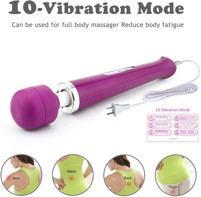 CHARMING 10 Speeds Wired Powerful Handheld Massager with Strong Vibrations Personal Therapy Massager for Sports Recovery Muscle Aches Body Pain (Purple)
