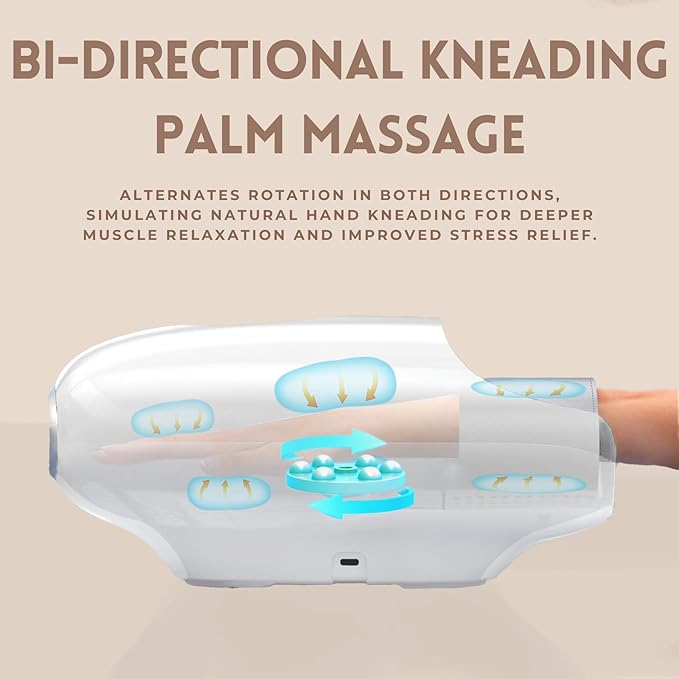 Hand Massager with Heat and Compression for Arthritis and Carpal Tunnel Finger Numbness Circulation Pain Relief from Wrist to Palm and Finger with Kneading Rollers Fan Cooling Gifts for Women Men