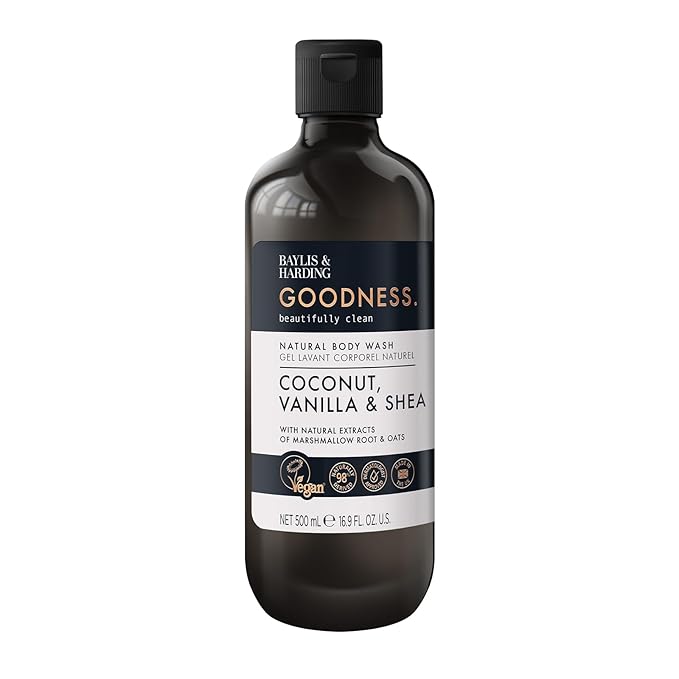 Baylis &amp Harding Goodness Coconut Vanilla &amp Shea Natural Body Wash 16.9Fl.oz Pack of 3 - Biodegradable Formula