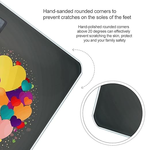 Graphics Love HeartsGraphics Love Hearts Scale for Body Weight Highly Accurate Digital Bathroom Body Scale Digital Bathroom Scales for People Anti-Slip Large LCD Display Smart Scales