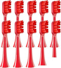 10 Pieces of Toothbrush Heads Compatible with APIYOO G7/P7/Y8/T9/T10/T6S/T7S/A7/SUP/MOLE Replacement Brush with Soft Bristles(10PCS Red)
