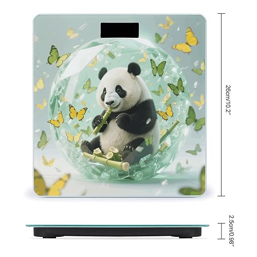 Green Crystal Storm Panda Weight Scale Cute Bathroom Scale for Body Highly Accurate Digital Weighing Machine for People Compact LCD Display Scales with Sturdy Toughened Glass Scales