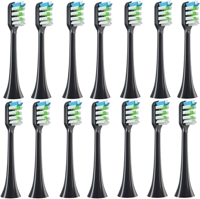 14 PCSCompatible for X3S Replacement Toothbrush Heads X3U/X3Pro/D2/ D3S/D5 Electric Tooth Brush Soft Bristle Nozzles(14 Black)
