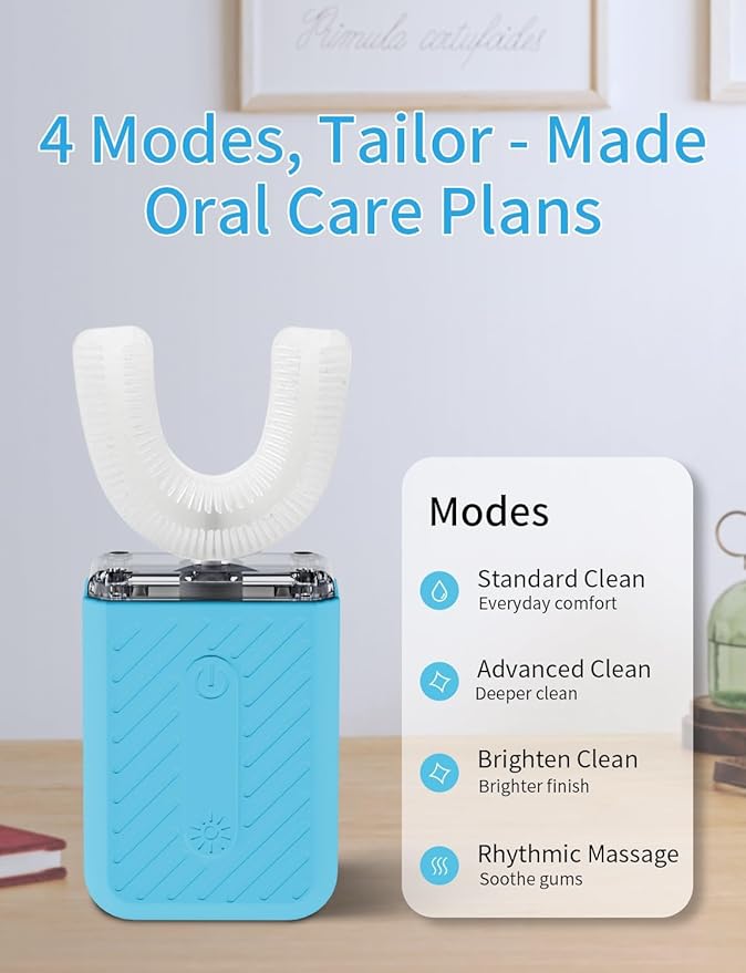 U-Shaped Electric Toothbrush 4 Modes 60-Second Clean Magnetic Contact Charging Travel-Friendly