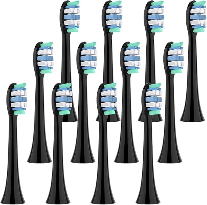 4/8/12/20Pcs Toothbrushes Head Compatible for 1100/2100/4100(Black-12 Pcs)